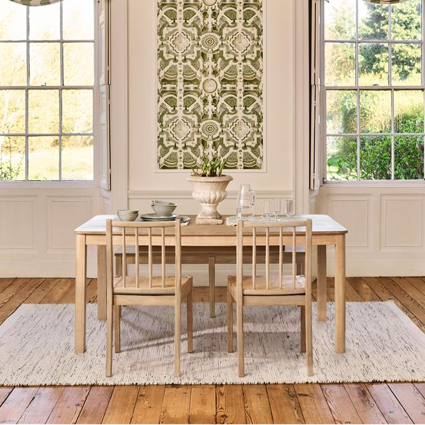 Noah Whitewash Oak Extending Dining Table Set - 4 Seater - Tilly Wooden Bench & Tilly Whitewash Oak Dining Chairs
