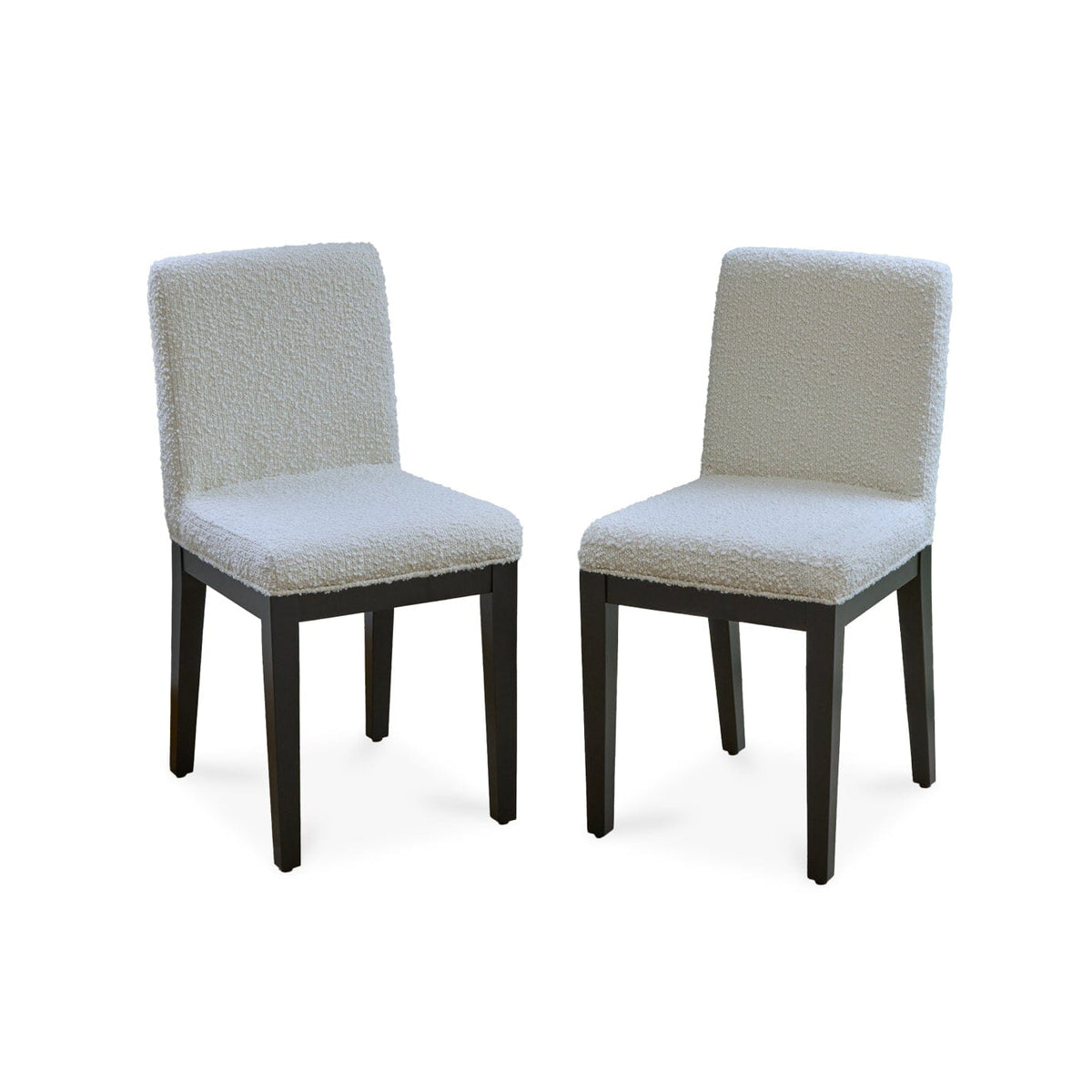 Nolan Off White Boucle Dining Chair - Set of 2 - Black Oak Legs - Laura James