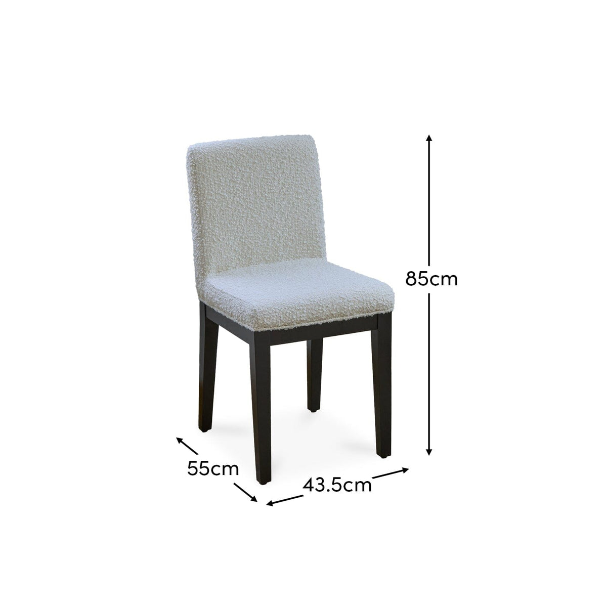 Nolan Off White Boucle Dining Chair - Set of 2 - Black Oak Legs - Laura James