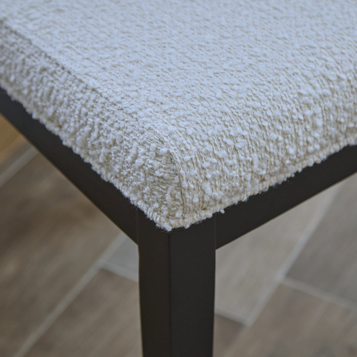 Nolan Off White Boucle Dining Chair - Set of 2 - Black Oak Legs - Laura James