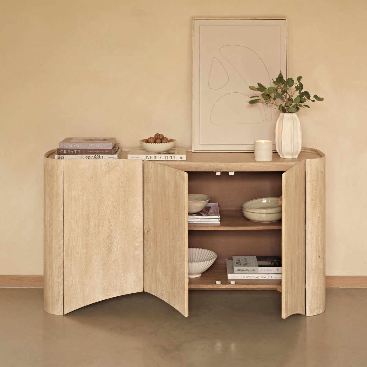 Octavia 3 Door Sideboard - Limewash