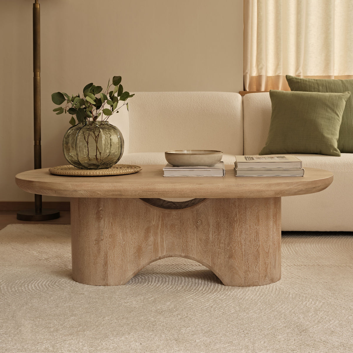 Octavia 120cm Oval Limewash Coffee Table - Laura James