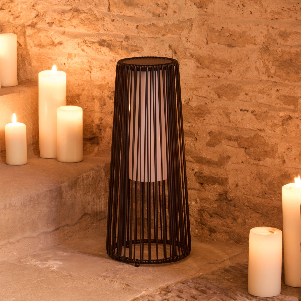 Octon 50cm Solar Outdoor Lantern - Black - Laura James