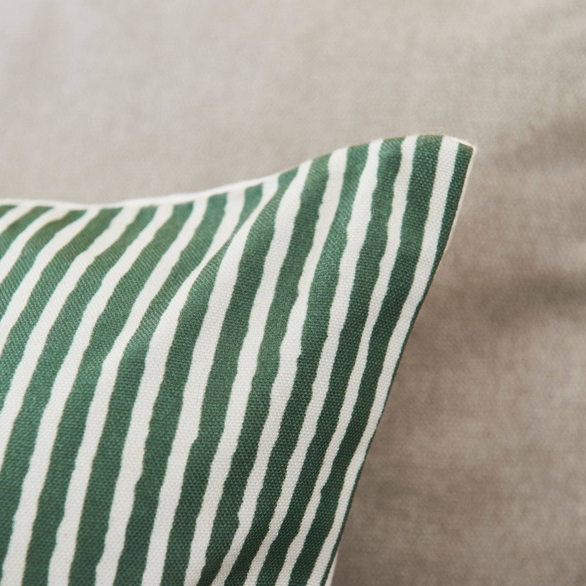 Odisha 45x45cm Striped Cushion Cover - Olive - Laura James