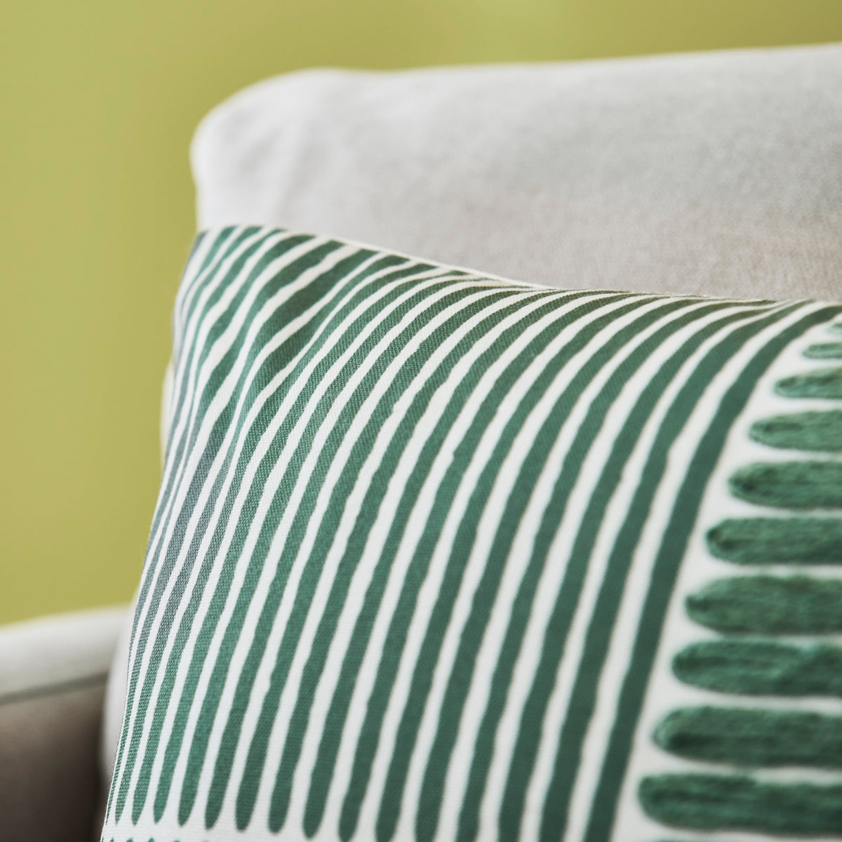 Odisha 45x45cm Striped Cushion Cover - Olive - Laura James