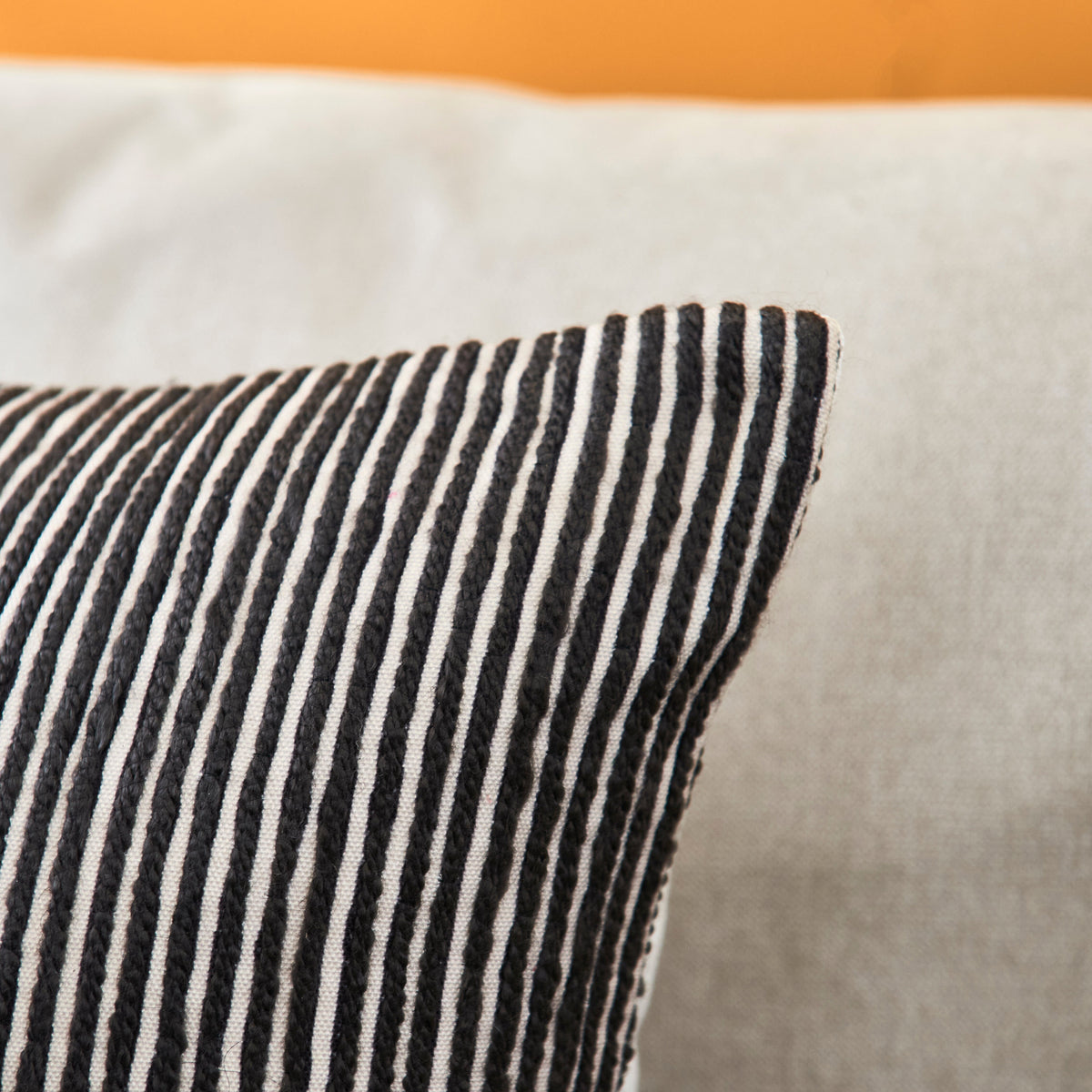 Odisha 45x45cm Striped Cushion Cover - Black - Laura James