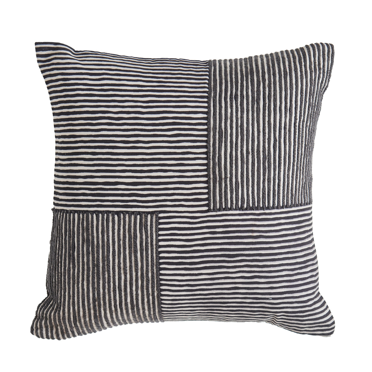 Odisha 45x45cm Striped Cushion Cover - Black - Laura James