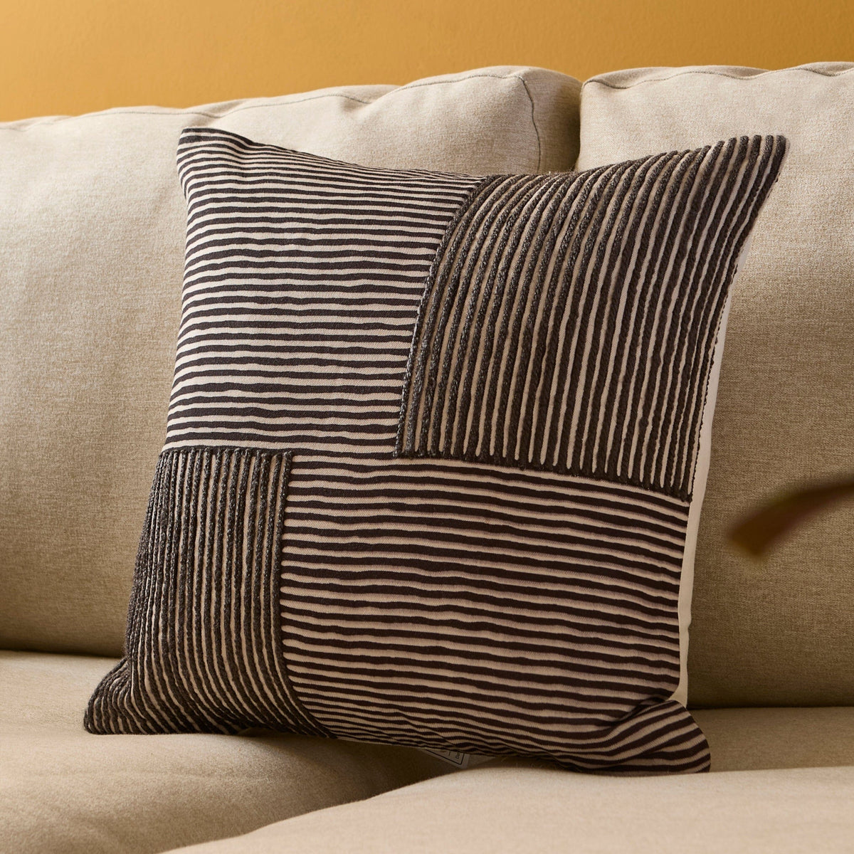 Odisha 45x45cm Striped Cushion Cover - Black - Laura James