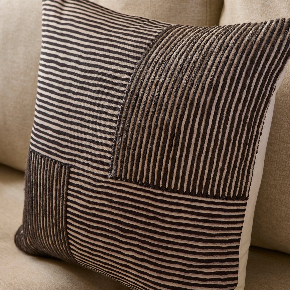 Odisha 45x45cm Striped Cushion Cover - Black - Laura James
