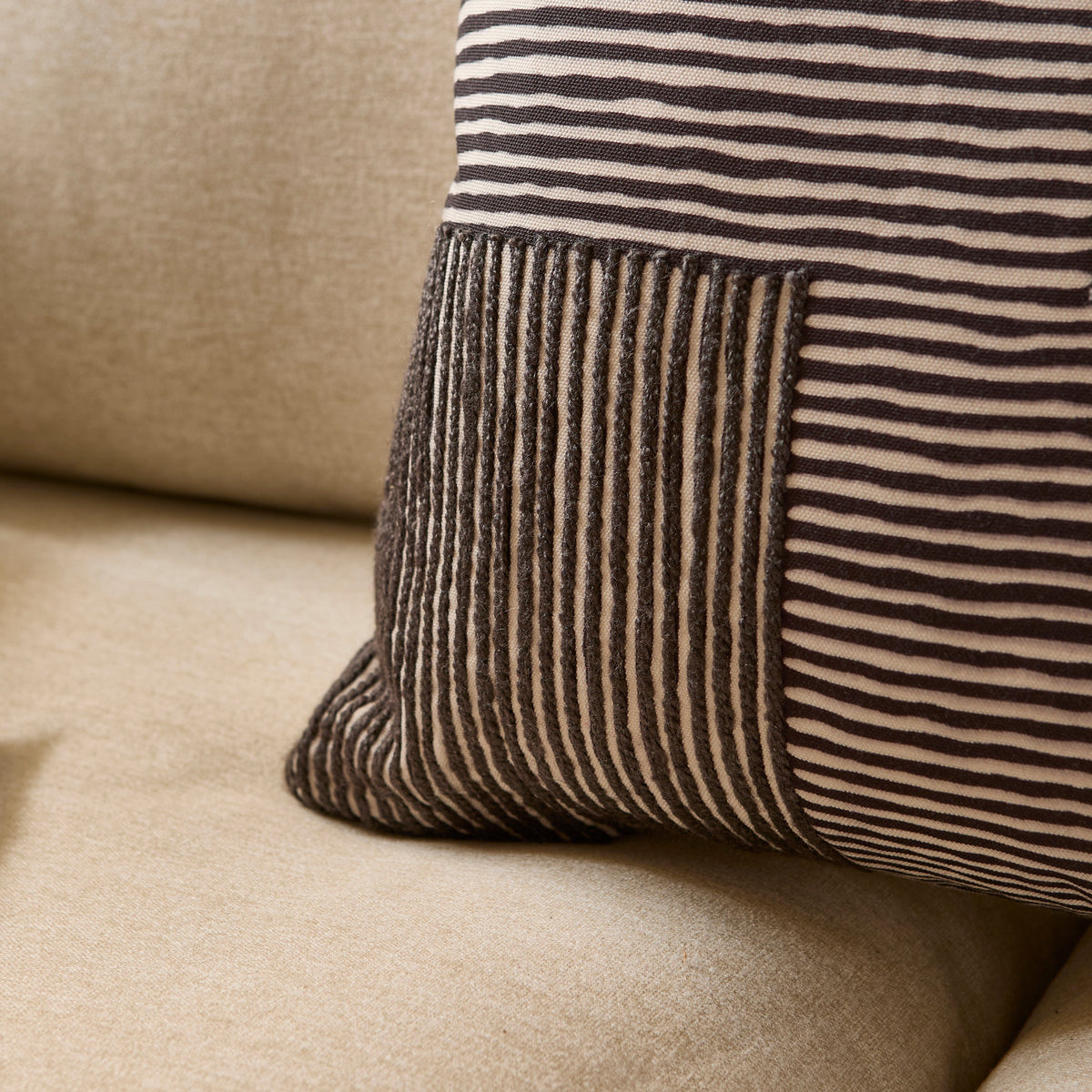 Odisha 45x45cm Striped Cushion Cover - Black - Laura James