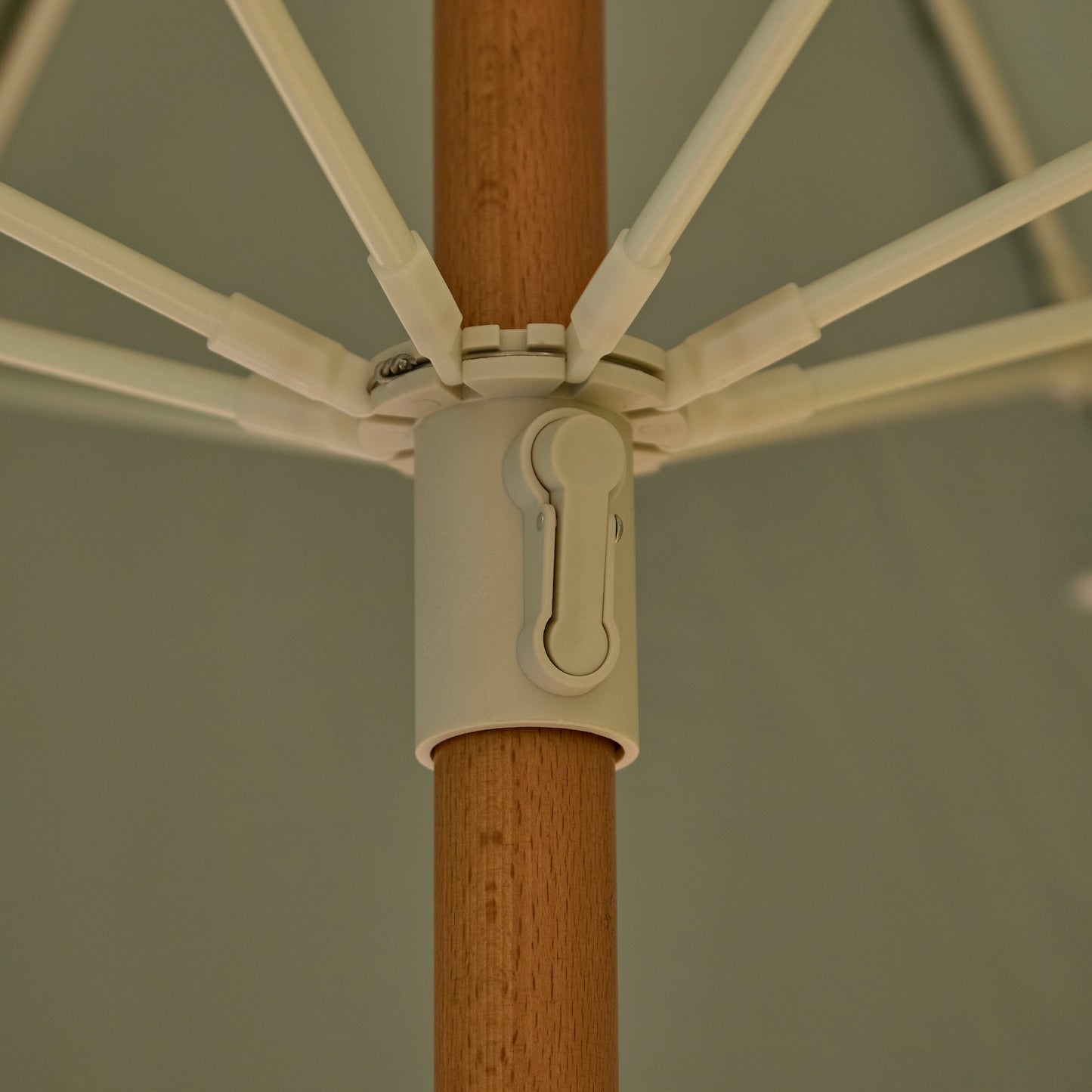 Oia Round Parasol 2m - Wooden Pole - Olive Green - Laura James