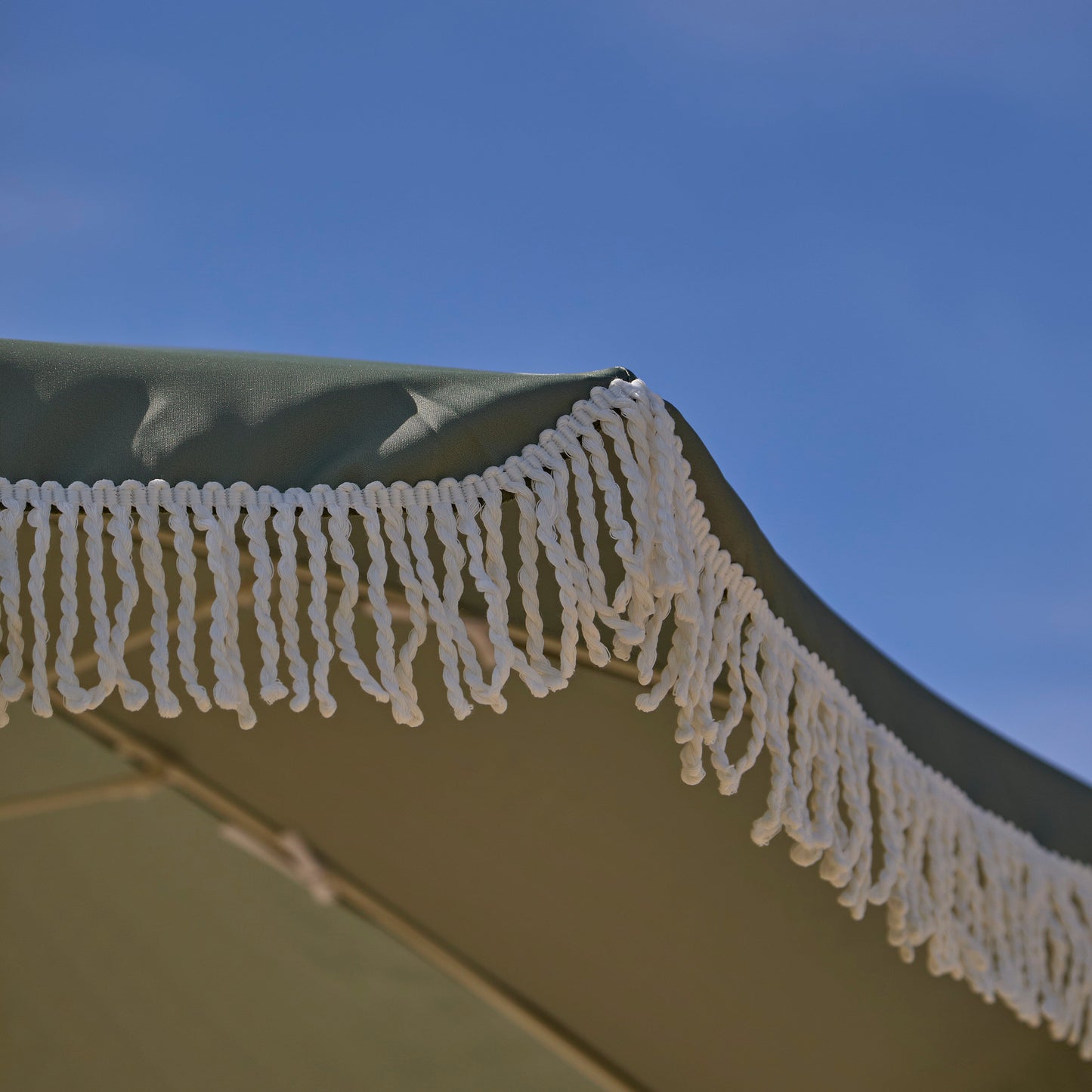 Oia Round Parasol 2m - Wooden Pole - Olive Green - Laura James