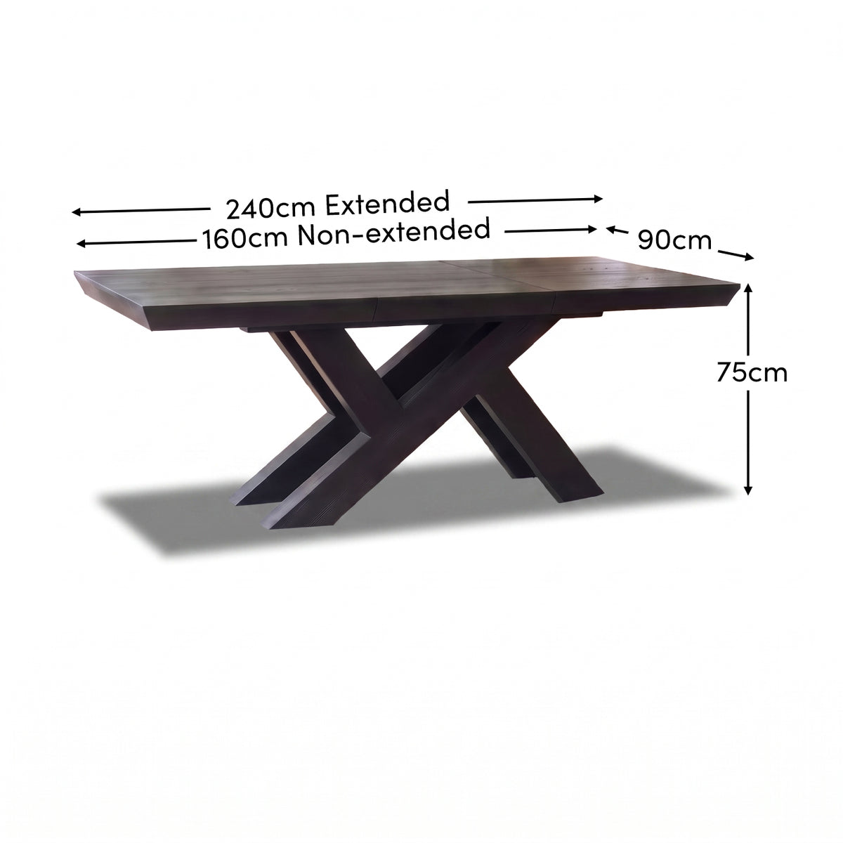 Olivia 160-240cm Black Oak Dining Table - Laura James