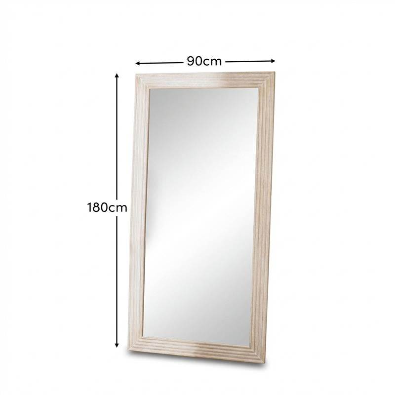 Orkney 180x90cm Wooden Mirror - Whitewash - Laura James