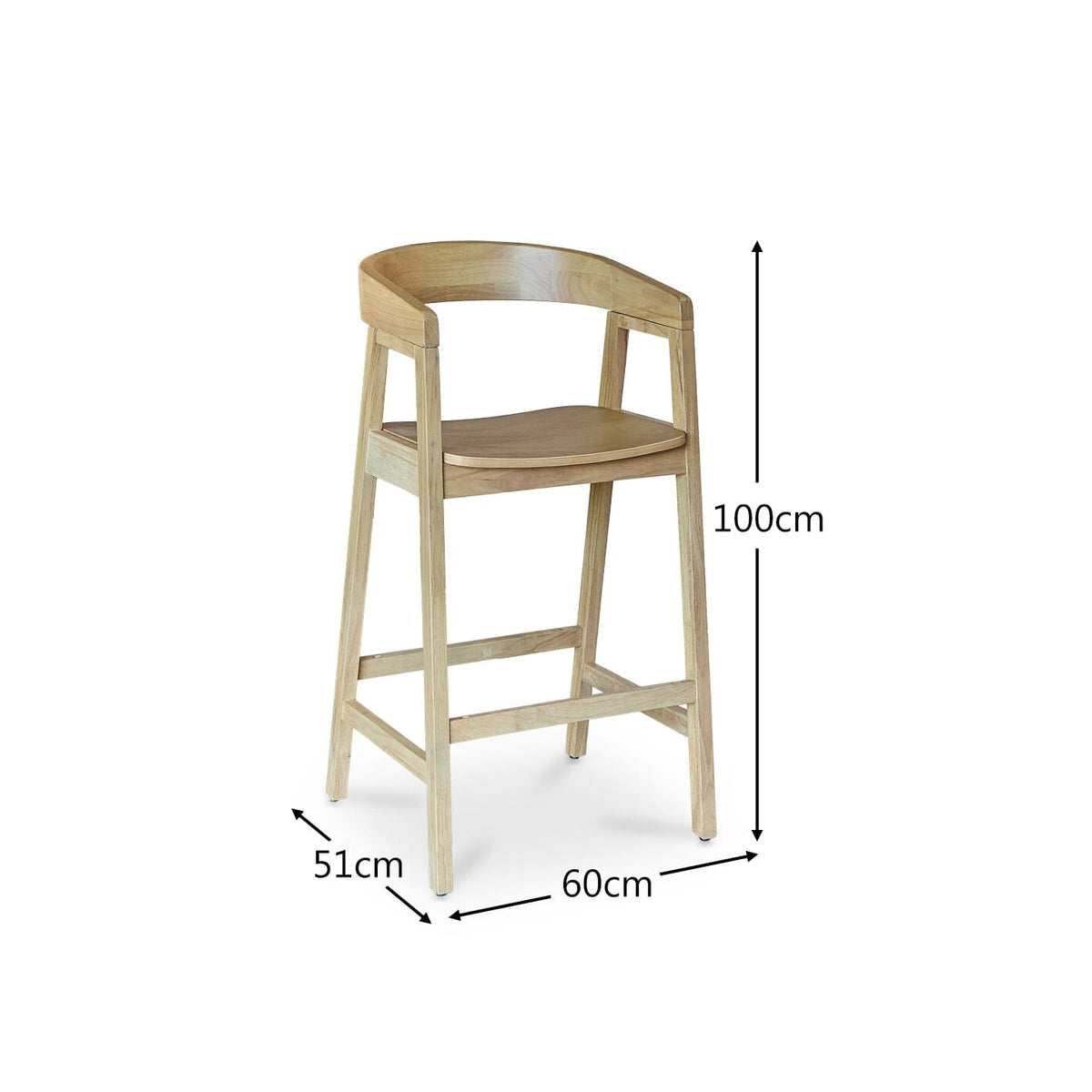 Ella Bar Stool - Pale Oak - Laura James