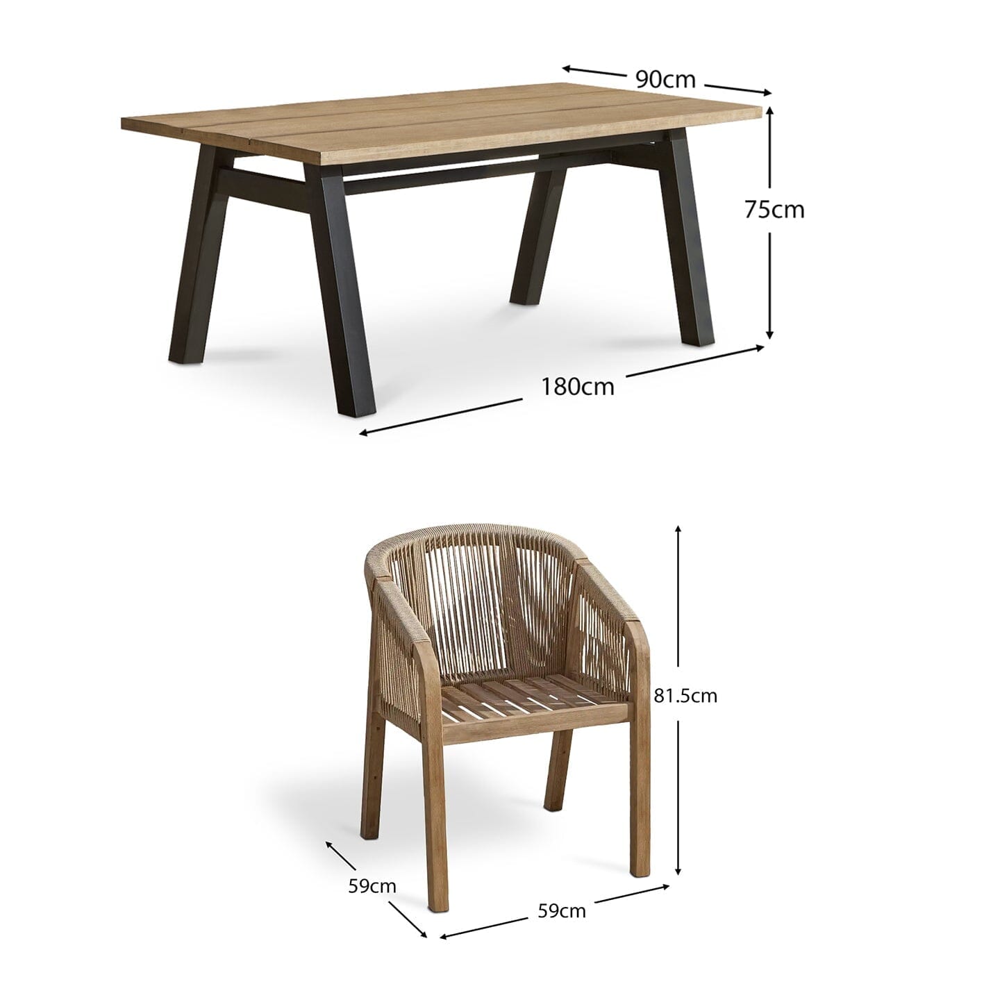 Palm Wooden 6 Seater Dining Table Set with Nala Wooden Dining Chairs - Laura James