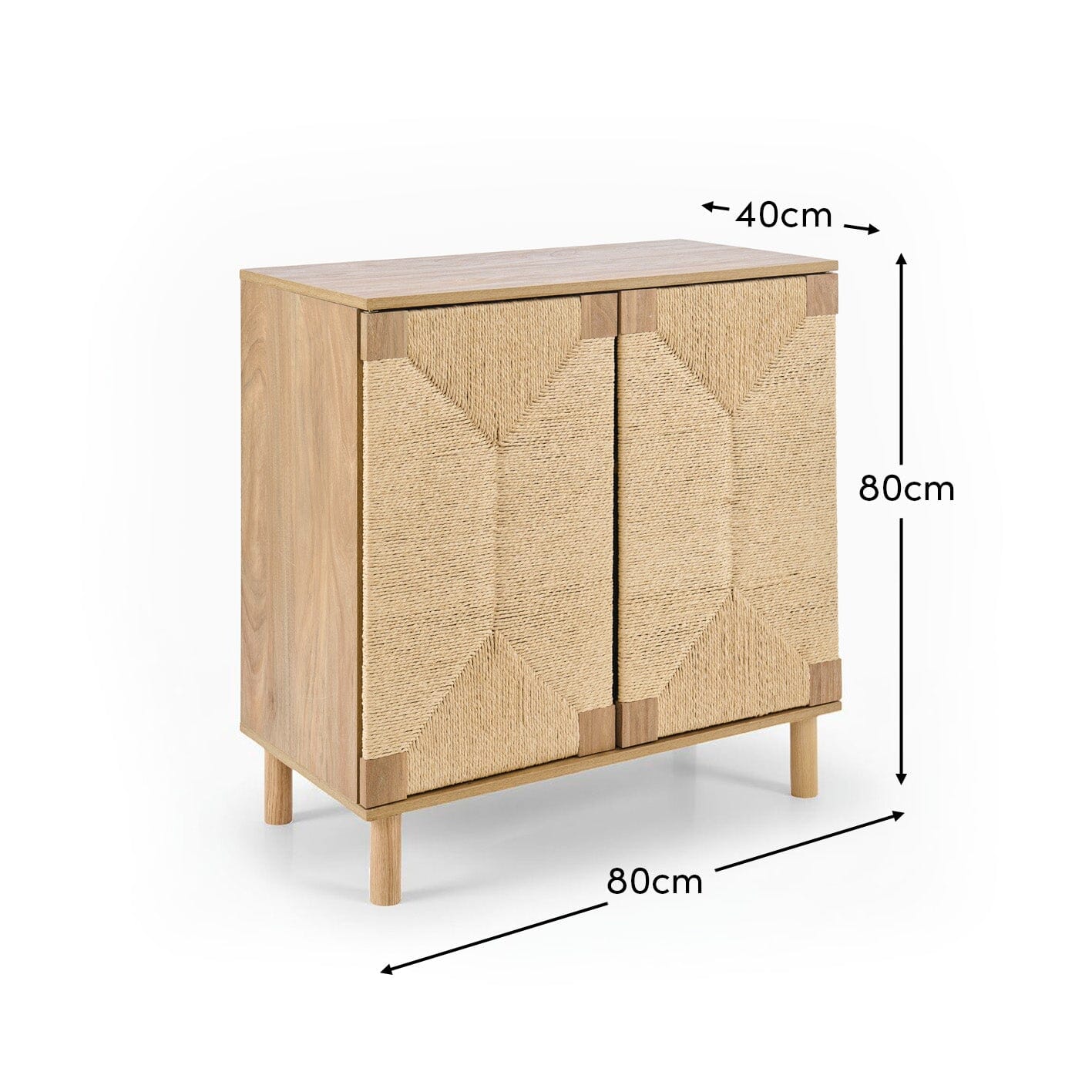 Paloma Natural Weave 2 Door Small Sideboard - Natural Oak - Laura James