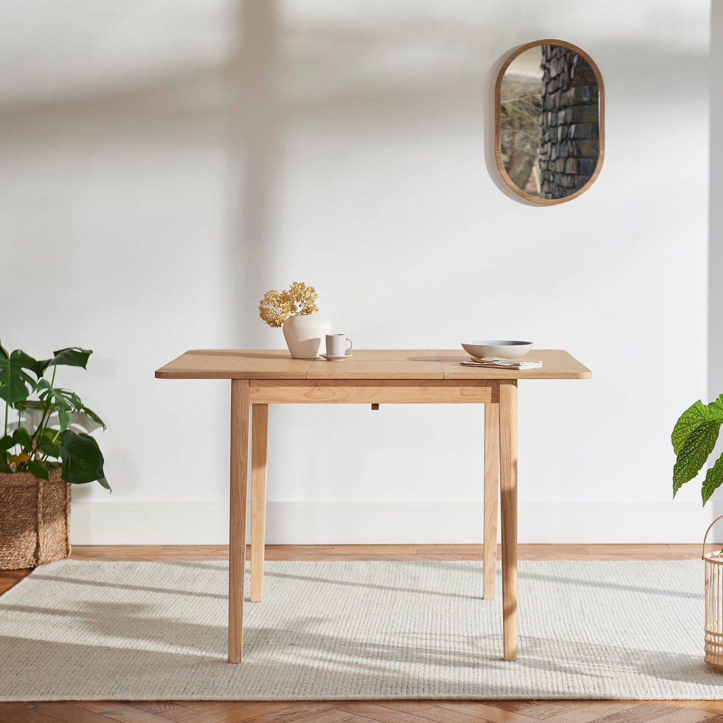 Paul 116cm Extending Dining Table - Whitewash Oak - Laura James