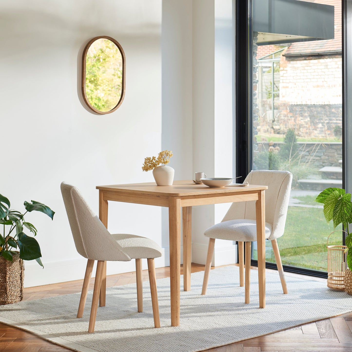 Paul 116cm Extending Dining Table - Whitewash Oak - Laura James