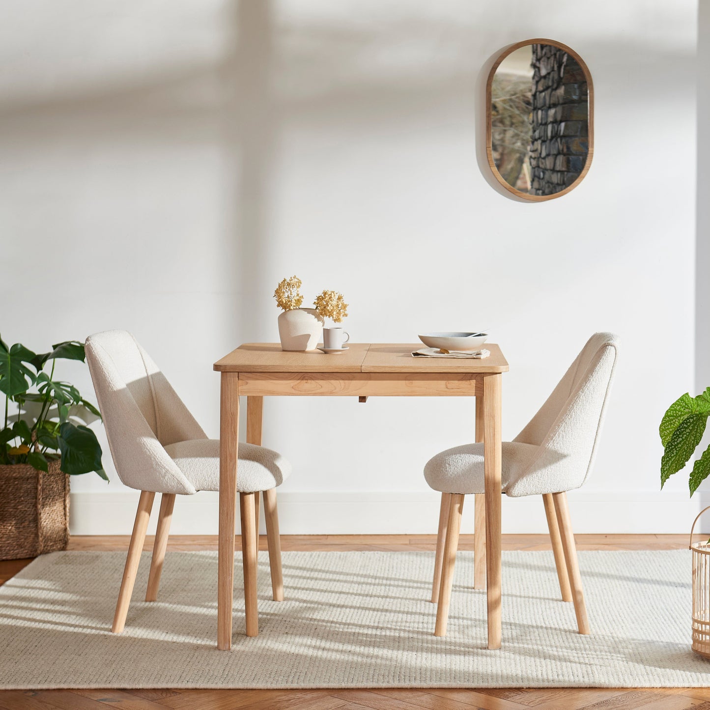 Paul 116cm Extending Dining Table - Whitewash Oak - Laura James