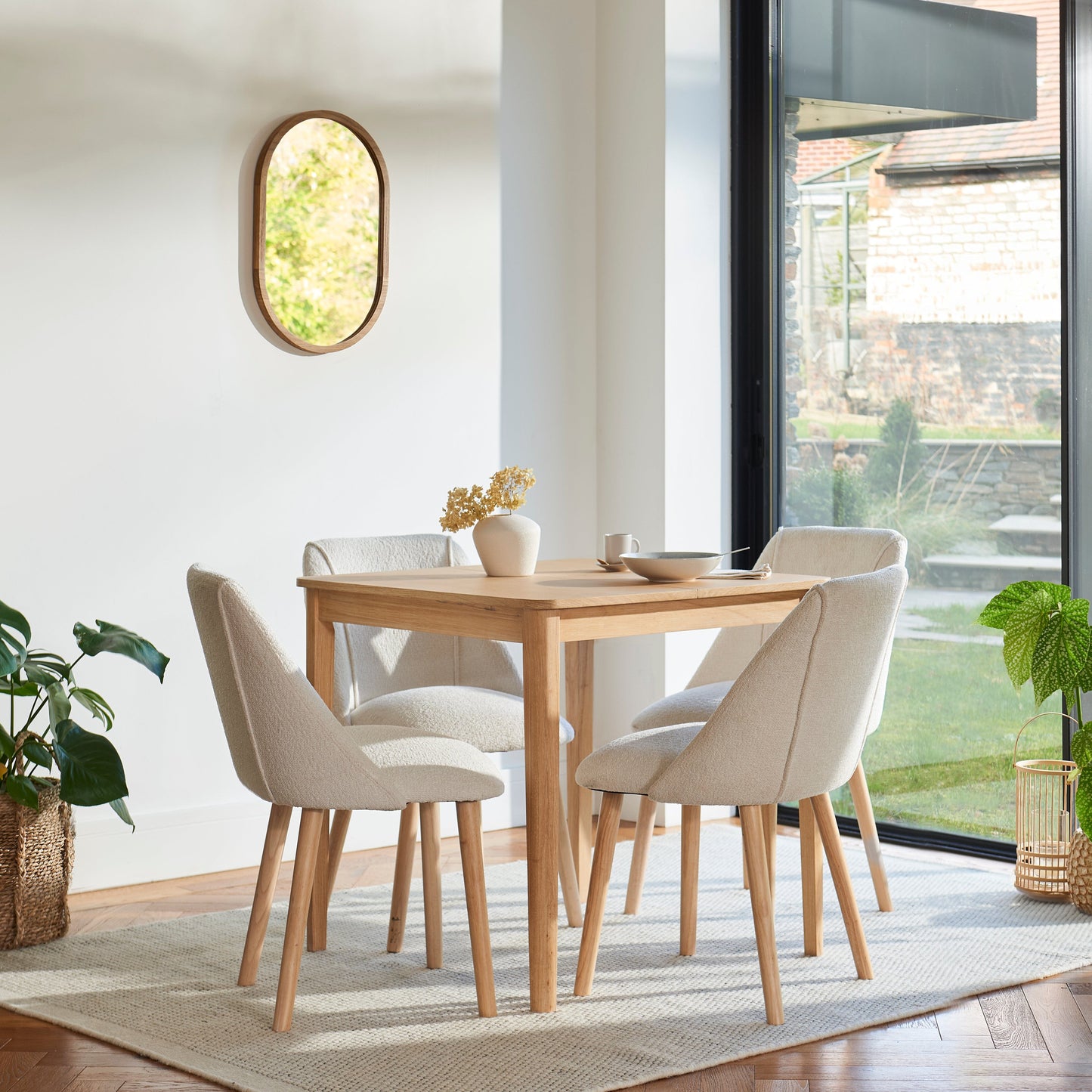 Paul 116cm Extending Dining Table - Whitewash Oak - Laura James