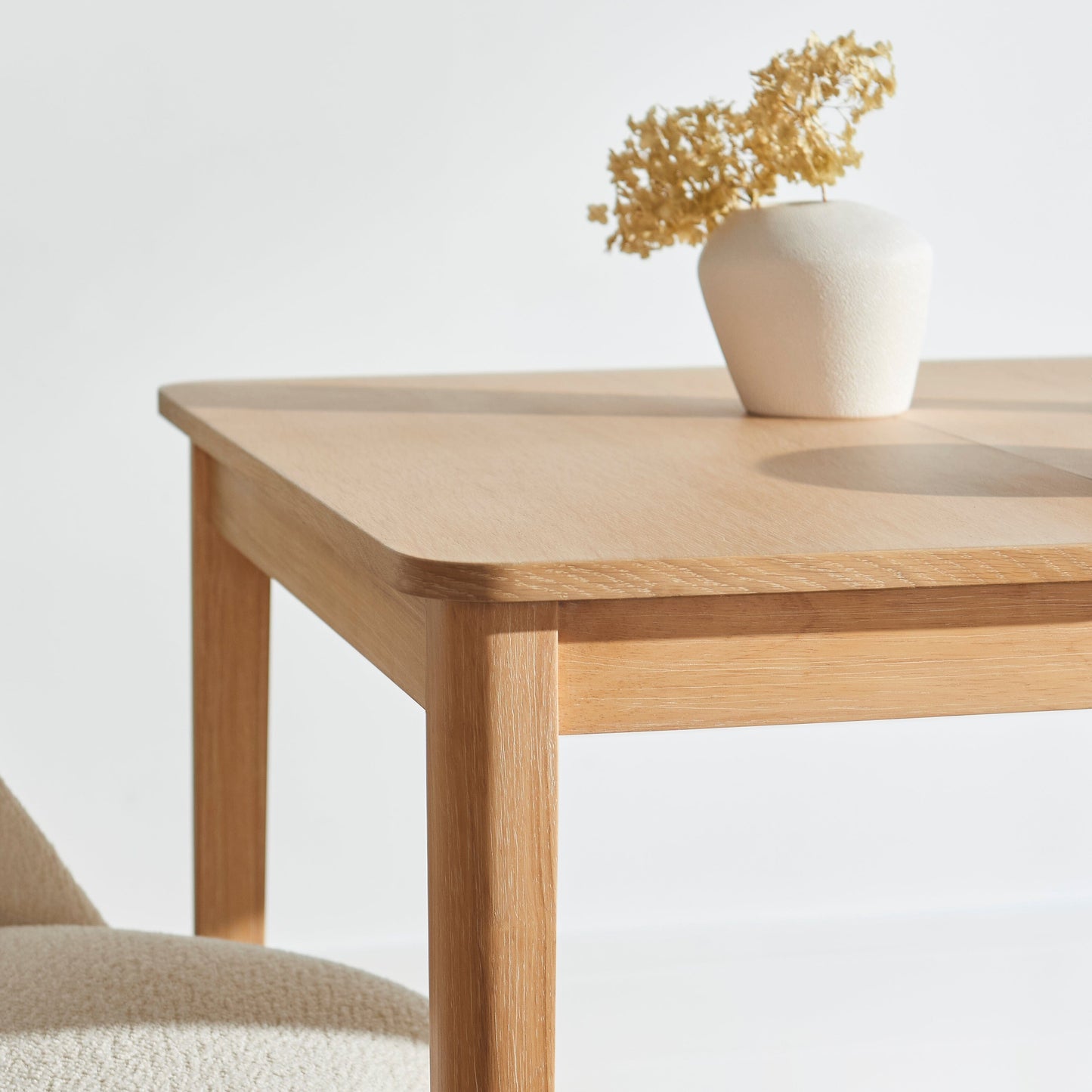 Paul 116cm Extending Dining Table - Whitewash Oak - Laura James