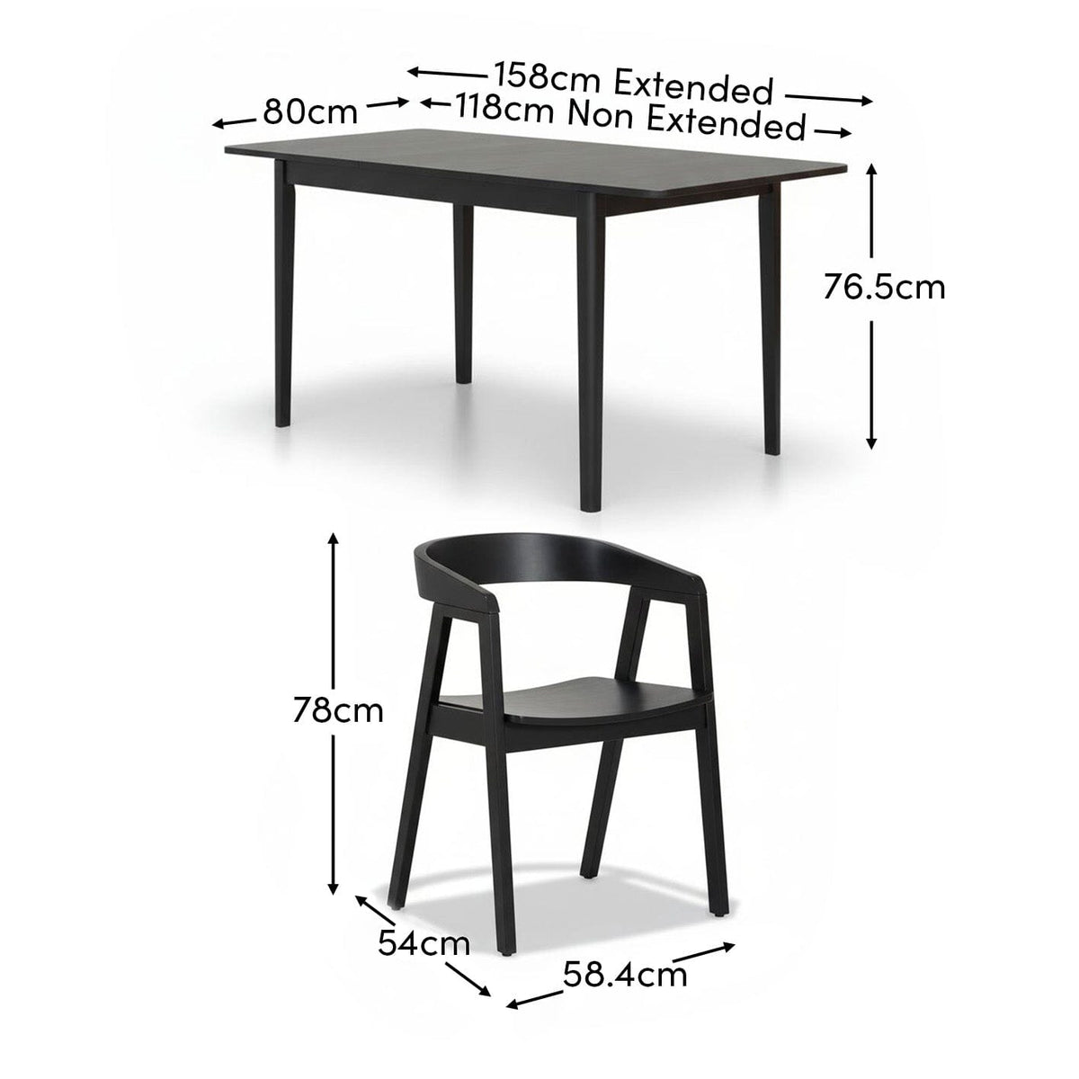 Paul Black Oak Extending Dining Table Set - 4 Seater - Ella Carver Chairs - Black Oak