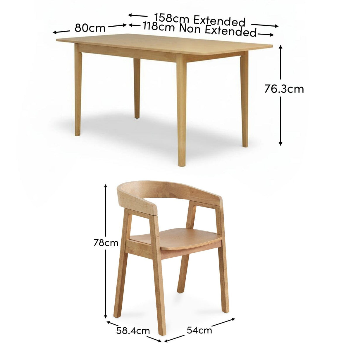 Paul Pale Oak Extending Dining Table Set - 4 Seater - Ella Pale Oak Carver Chairs - Laura James