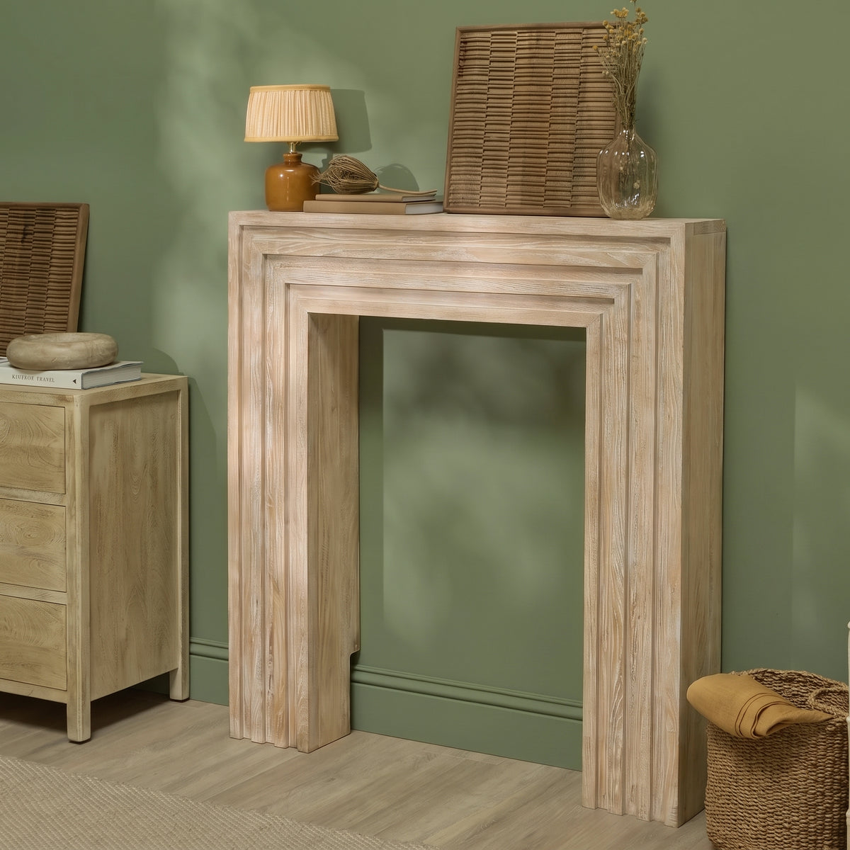 Piper 120cm Fireplace Surround - Chalked Mango Wood