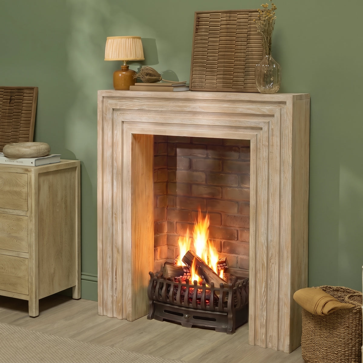 Piper 120cm Fireplace Surround - Chalked Mango Wood