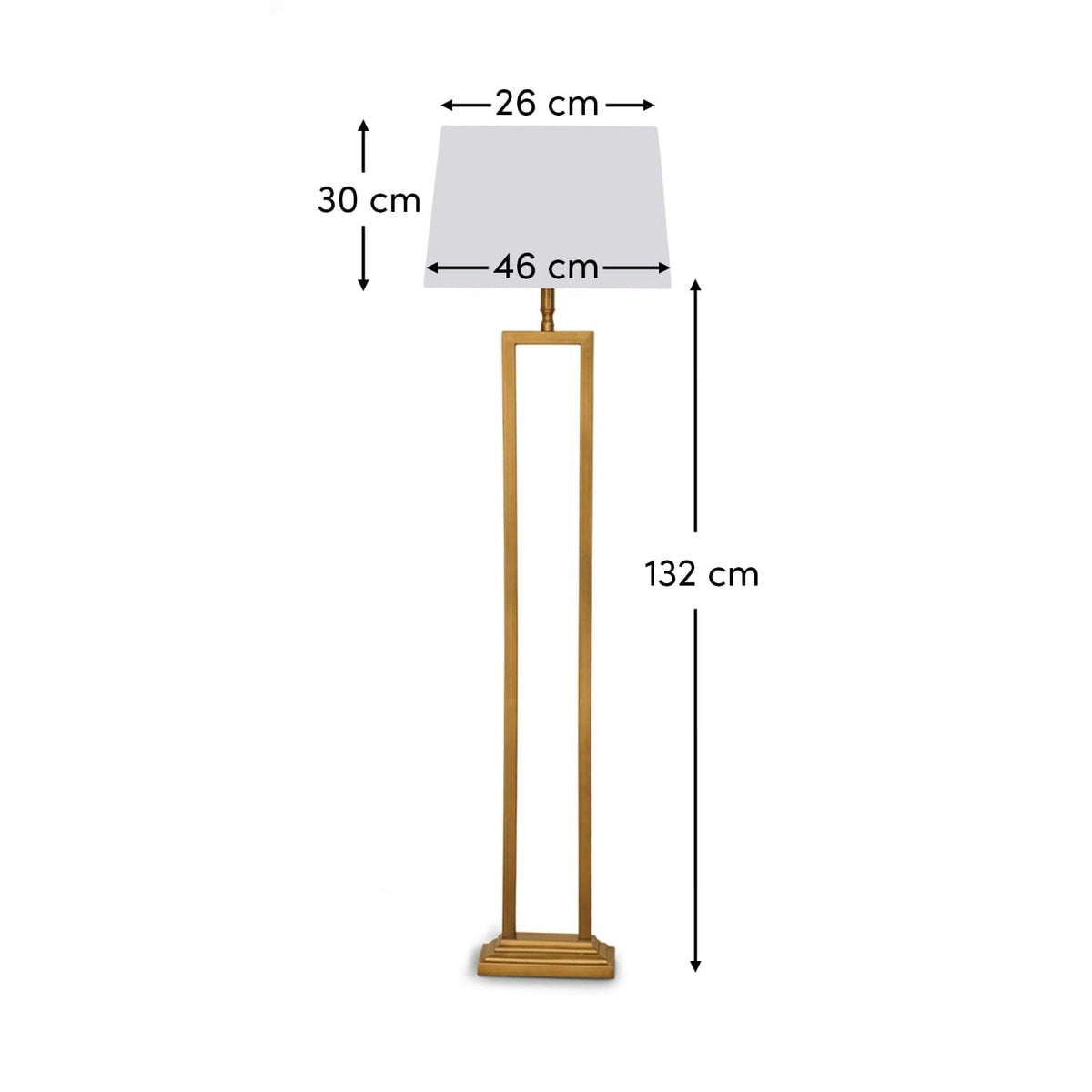Purley 132cm Gold Floor Lamp Base & Ashurst 46 x 30cm Shade - White - Laura James