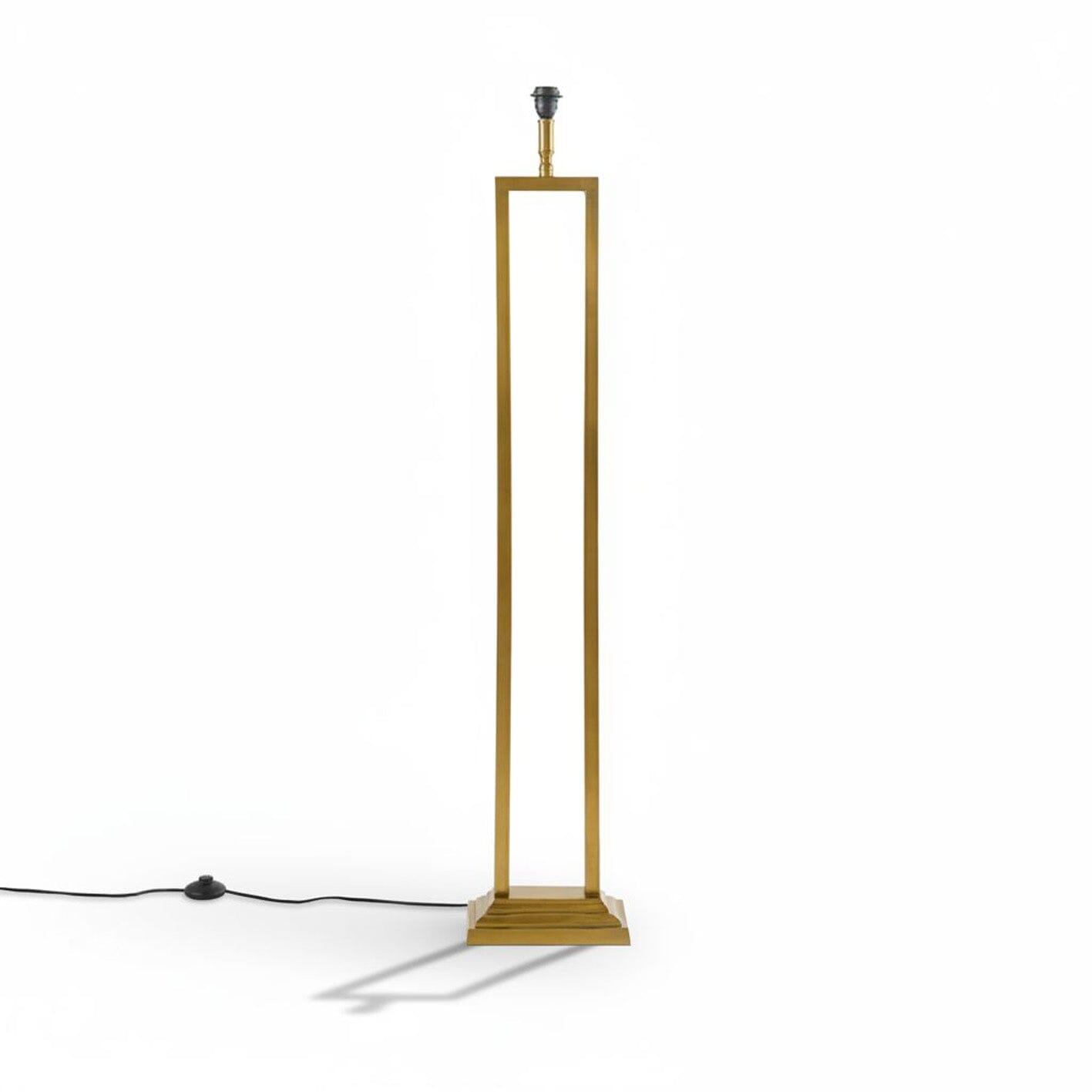 Purley White Cotton & Gold Floor Lamp - 132cm - Laura James