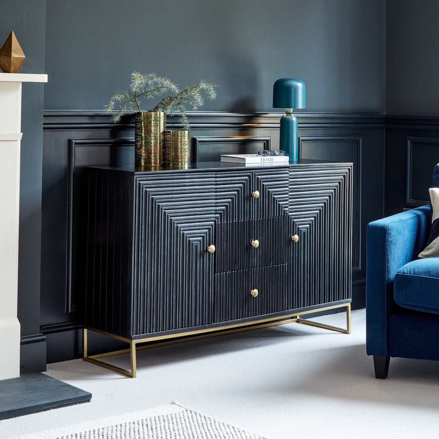 Rayna 2 Door 3 Drawer Large Sideboard - Jet Black