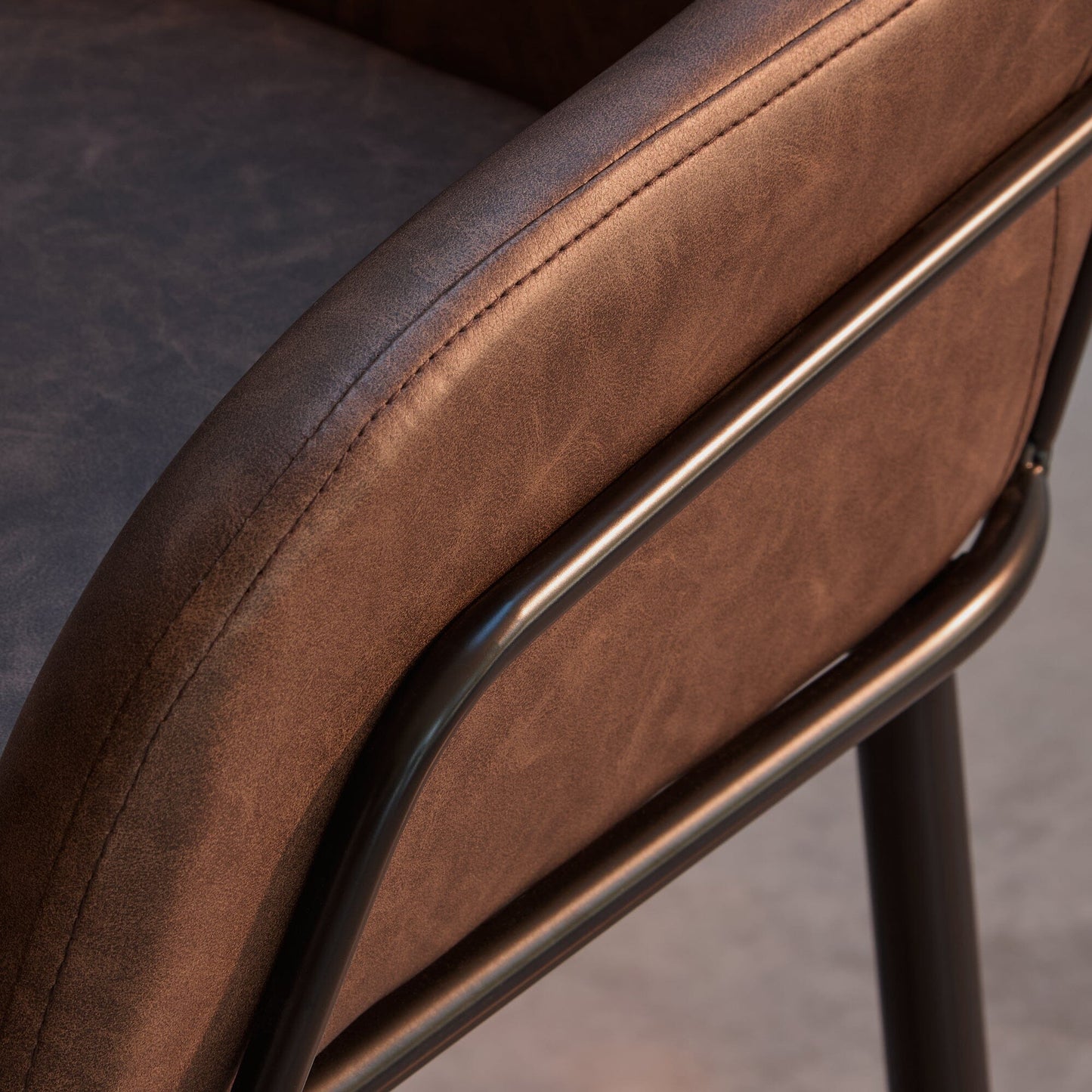 Reagan Saddle Brown Bar Stool - Metal Legs - Laura James