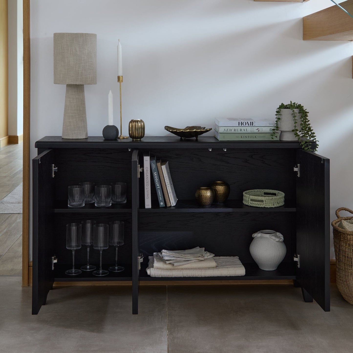 Raleigh 3 Door Large Sideboard - Black Oak - Laura James