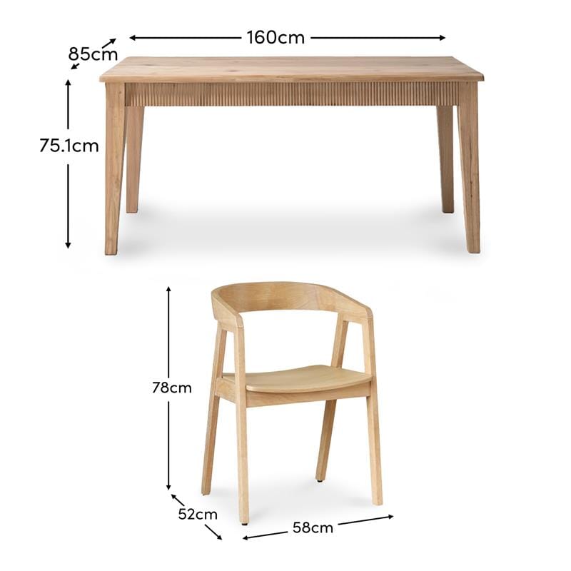 Raleigh Whitewash Dining Table Set - 6 Seater - Ella Whitewash Carver Chairs -Laura James