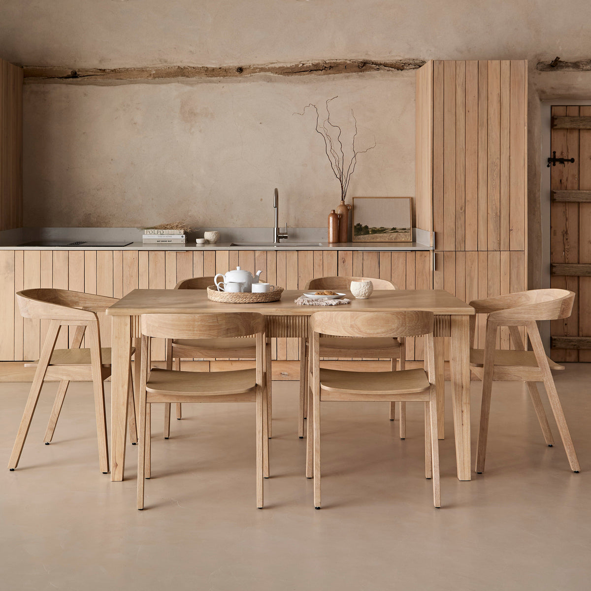 Raleigh Whitewash Dining Table Set - 6 Seater - Ella Whitewash Carver Chairs - Laura James