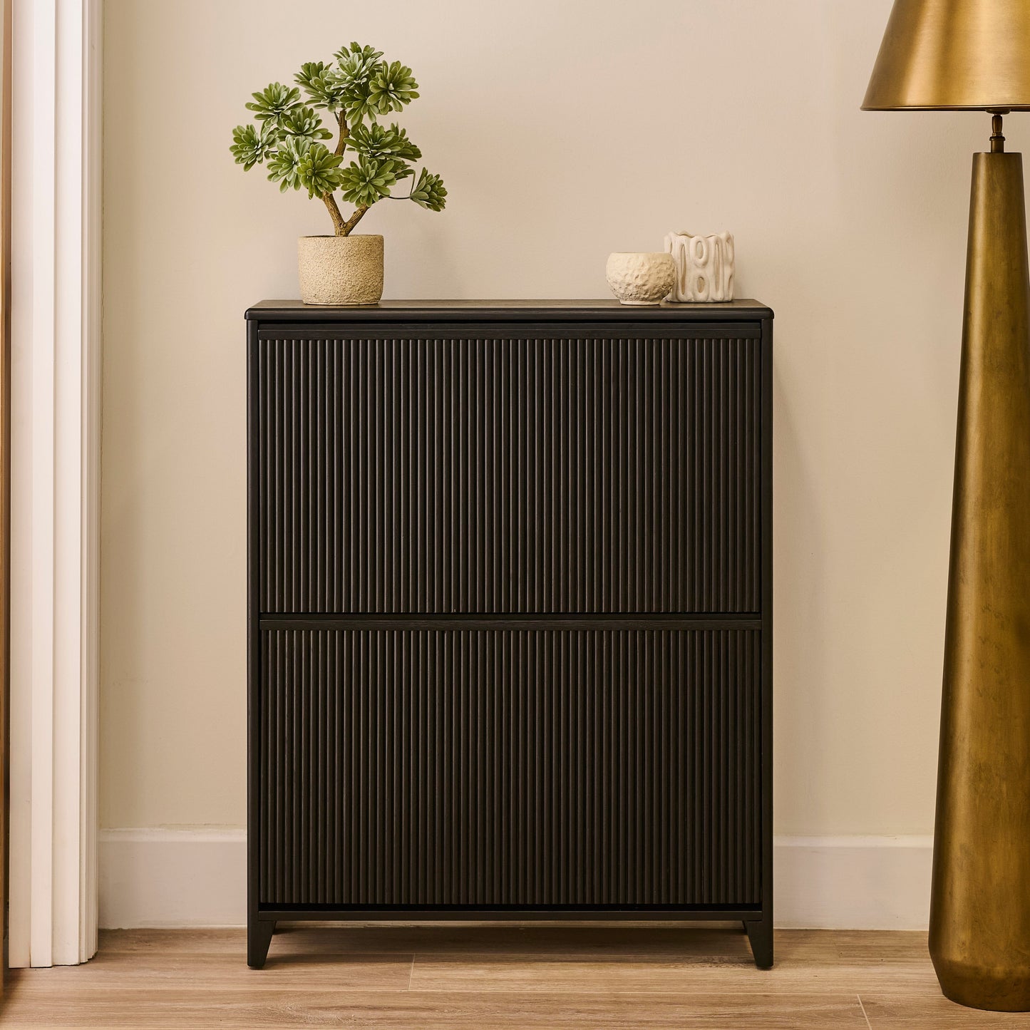 Raleigh 2 Door Shoe Cabinet - Black - Laura James