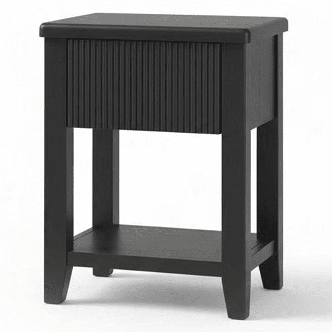 Raleigh Black 1 Drawer Bedside Table