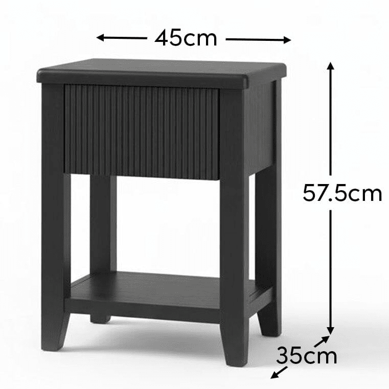 Raleigh Black 1 Drawer Bedside Table