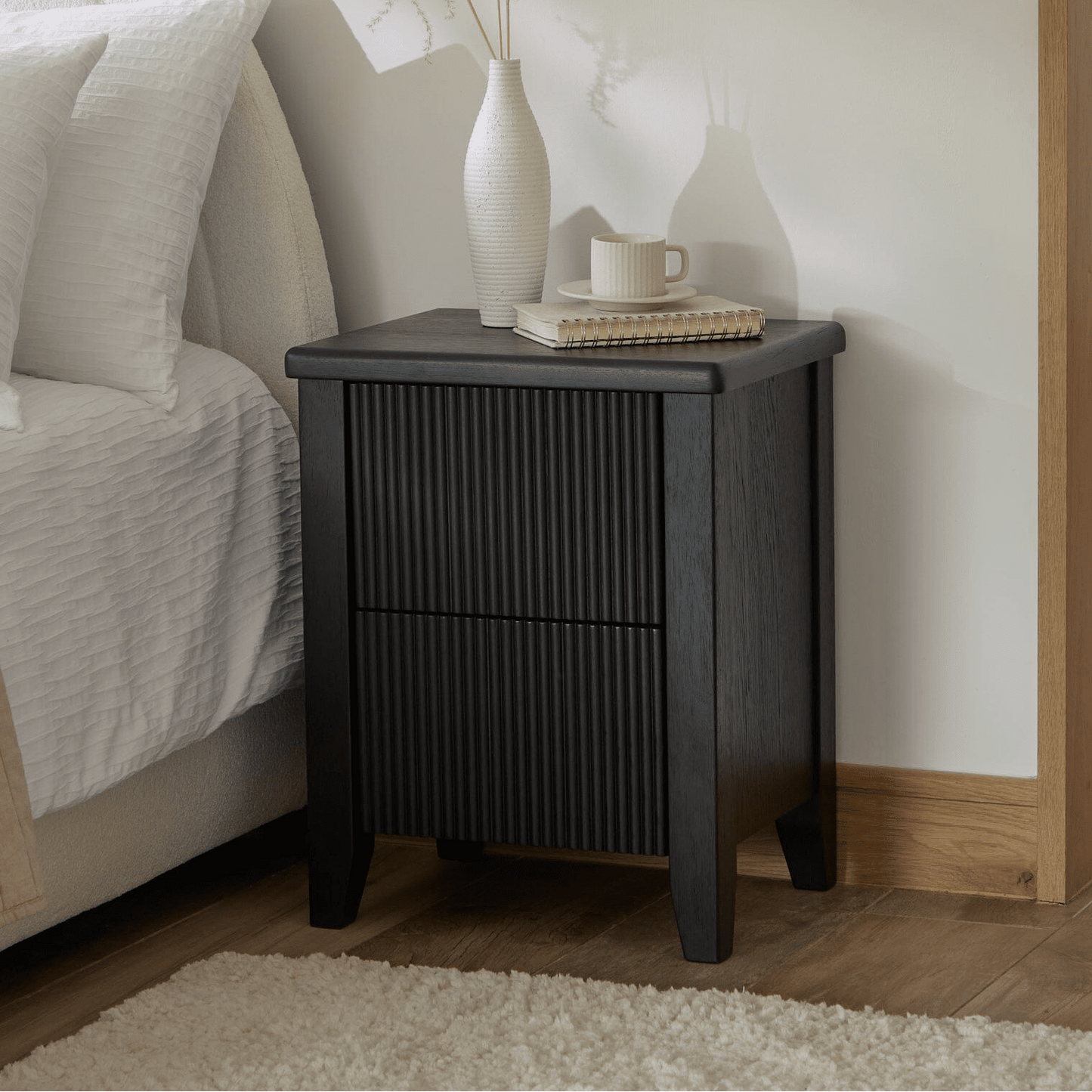 Raleigh Black 2 Drawer Bedside Table