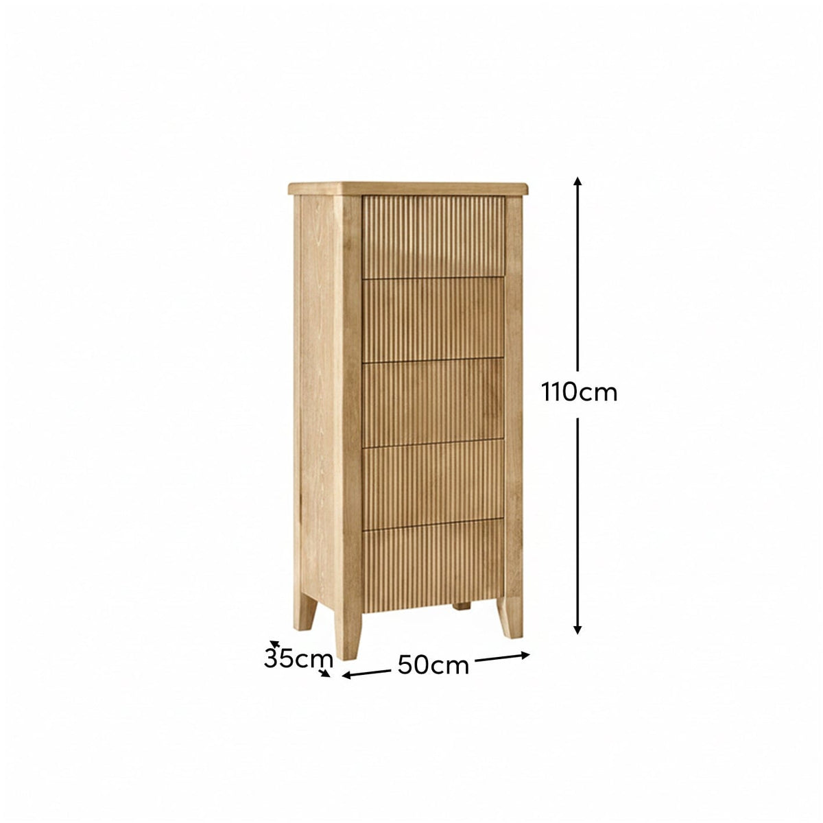 Raleigh 5 Drawer Tallboy - Whitewash - Laura James