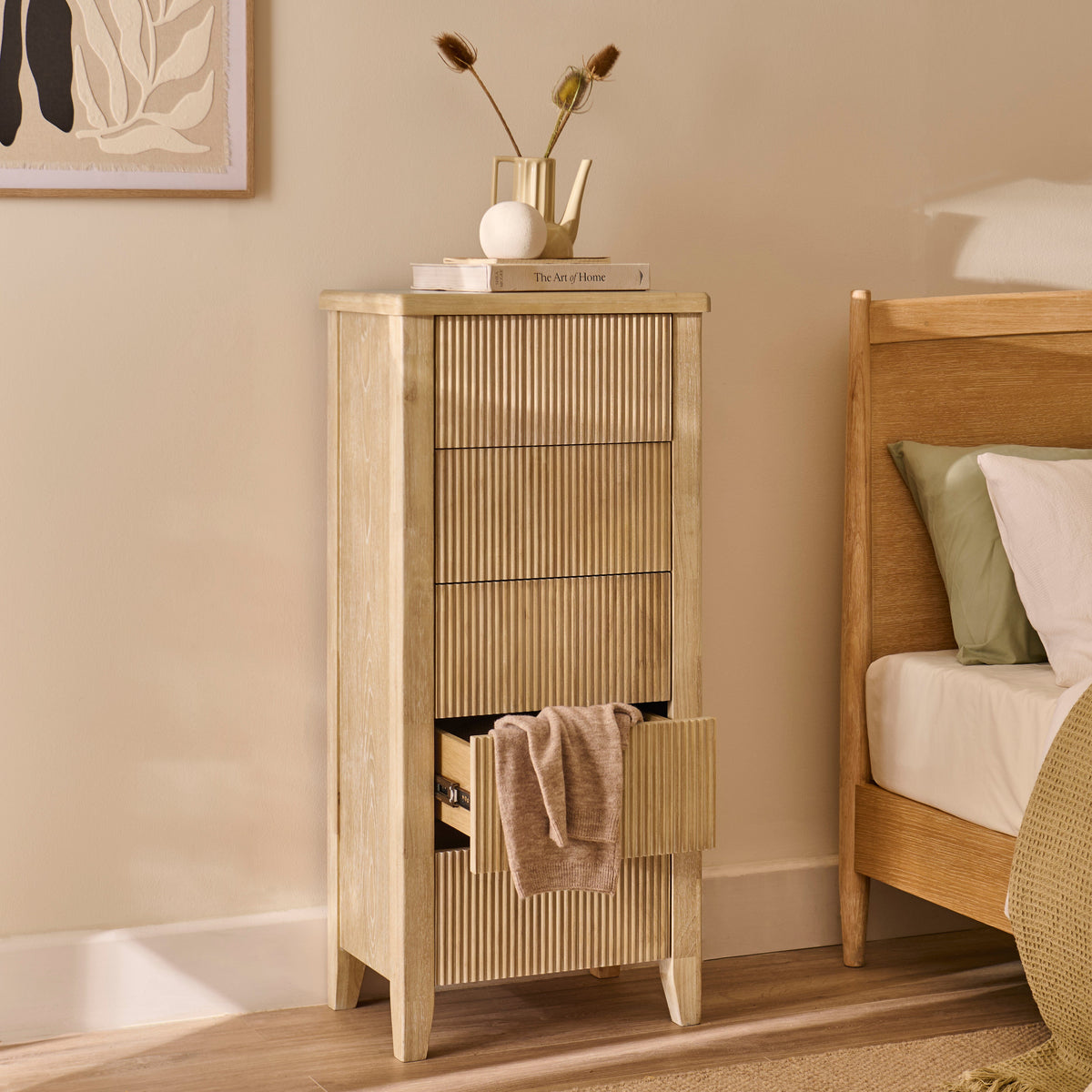 Raleigh 5 Drawer Tallboy - Whitewash - Laura James