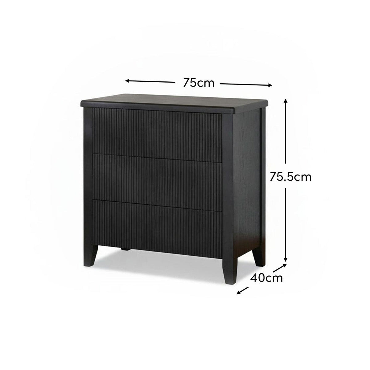 Raleigh 3 Drawer Chest of Drawers - Black Oak - Laura James