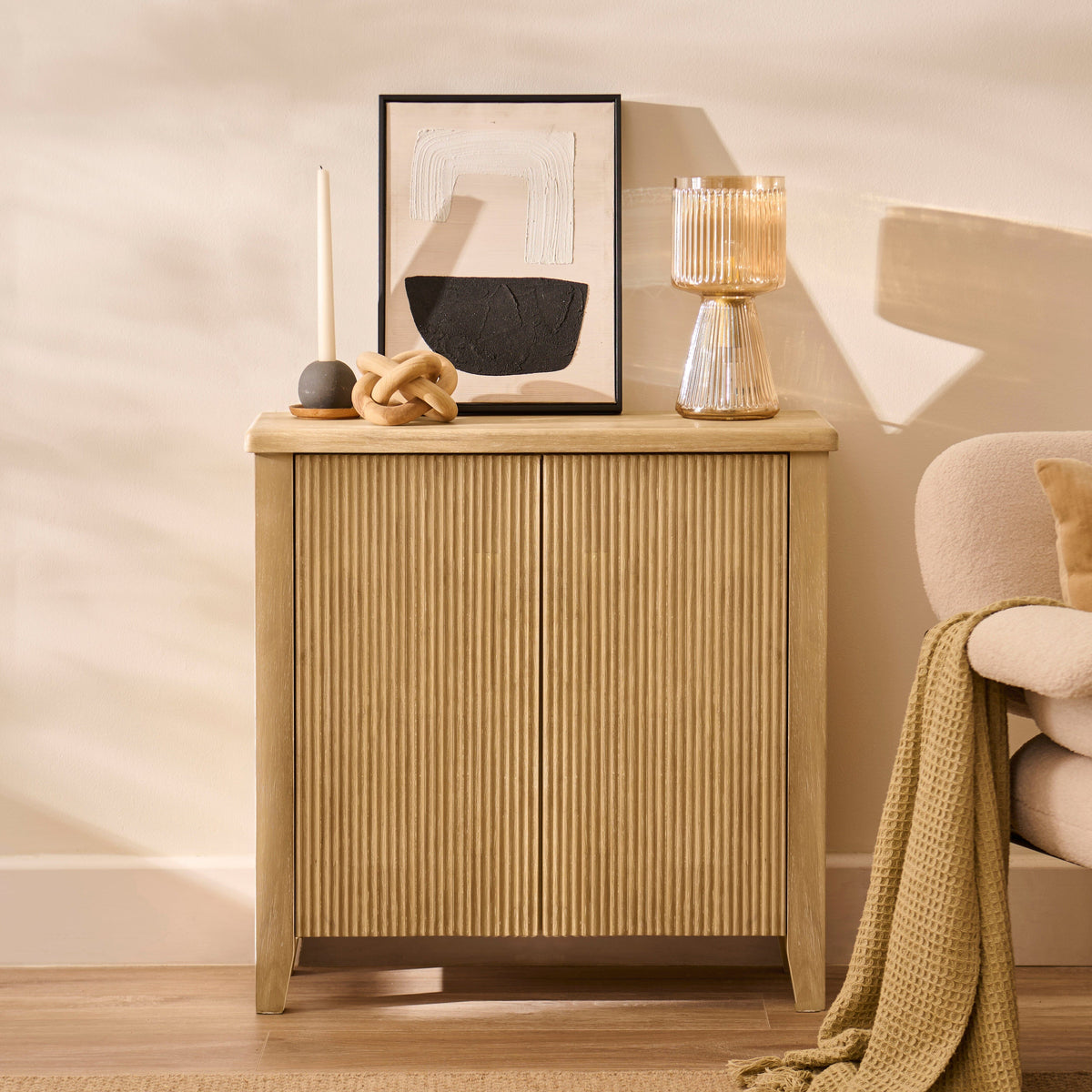 Raleigh 2 Door Small Sideboard - Whitewash - Laura James