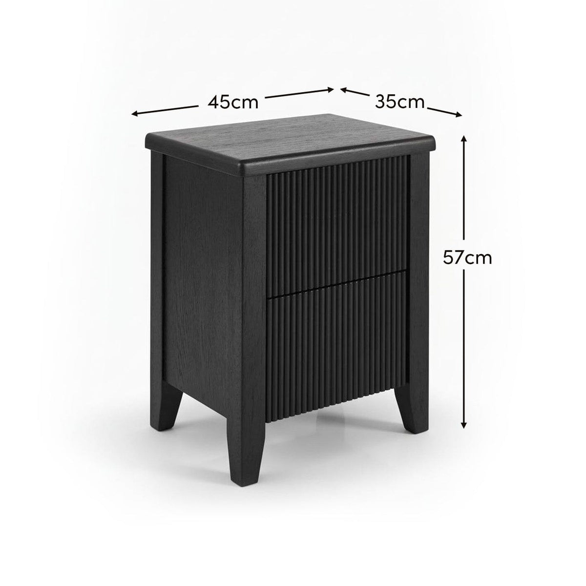 Raleigh Black Oak 2 Drawer Bedside Table - Laura James