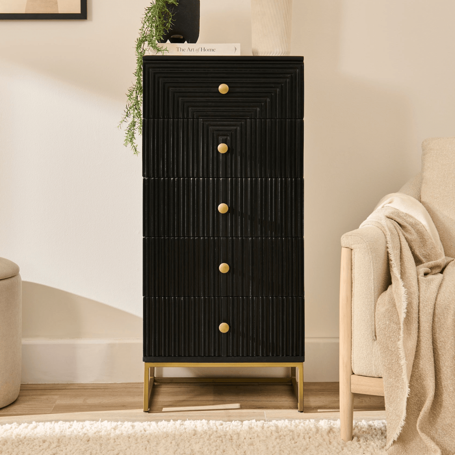 Rayna_50cm_5_Drawer_Tallboy_Jet_Black-1 - Laura James