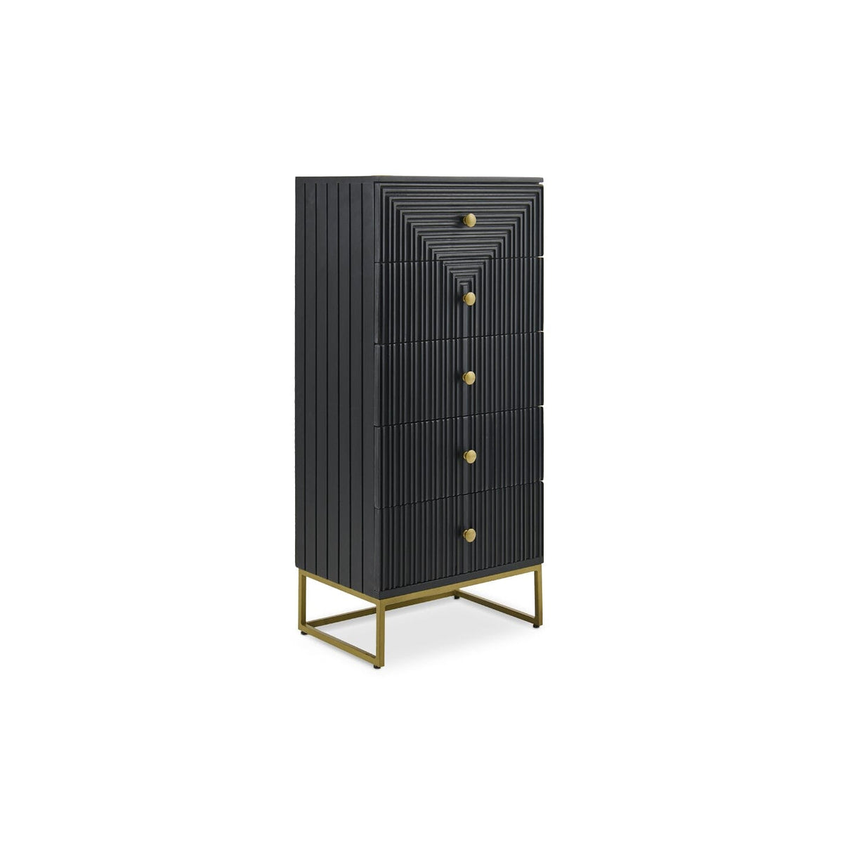 Rayna 5 Drawer Tallboy - Jet Black - Laura James