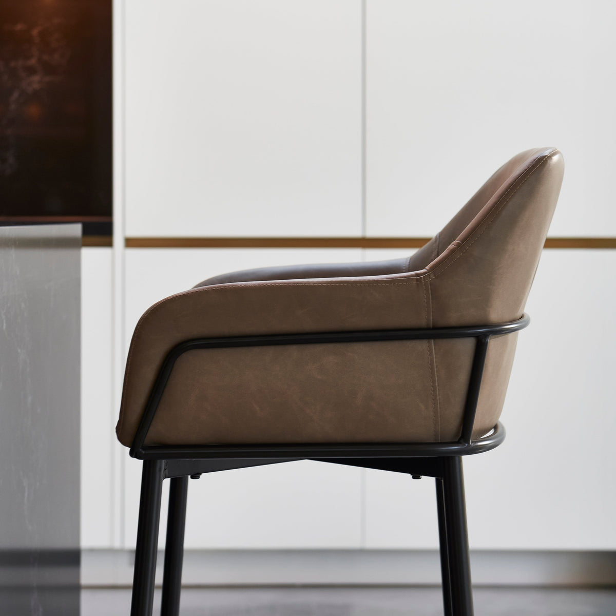 Reagan Almond Brown Bar Stool - Metal Legs - Laura James