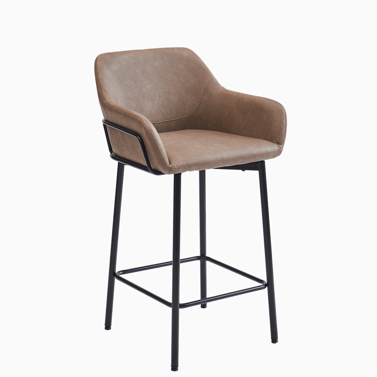 Reagan Almond Brown Bar Stool - Metal Legs - Laura James